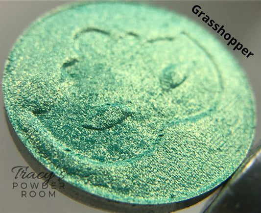 GRASSHOPPER  Pressed Pigment/Eyeshadow, Green Eyeshadow, Duochrome, Indie Make up, Indie Eyeshadow, Gift for her, Mua, Gold Eyeshadow